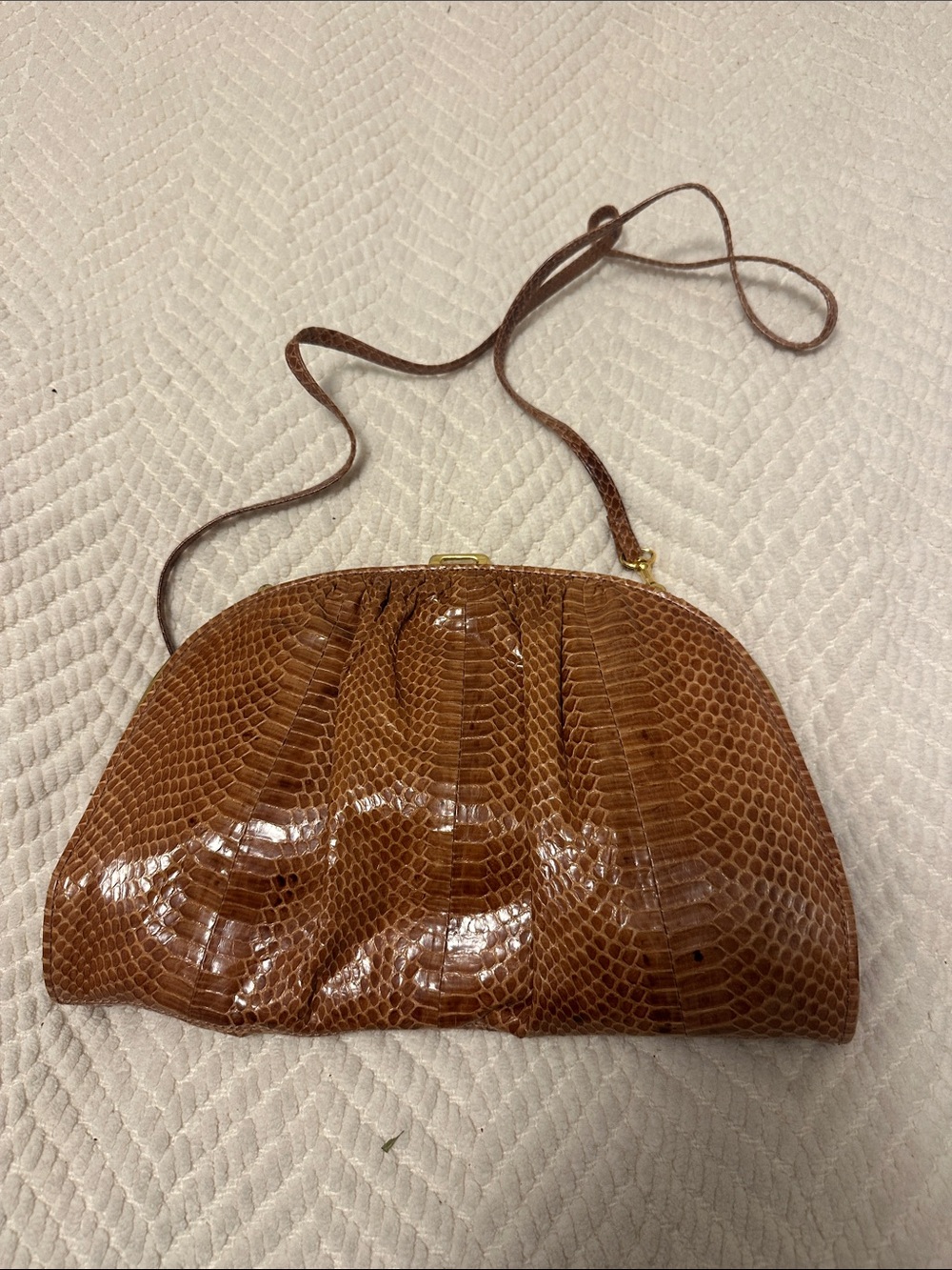 Vintage Cognac snakeskin Crossbody Bag